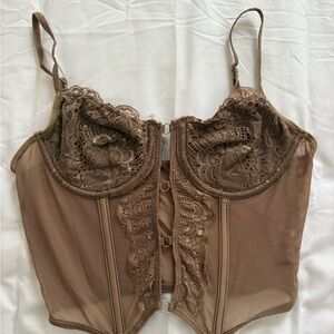 Brown Lace Corset Top